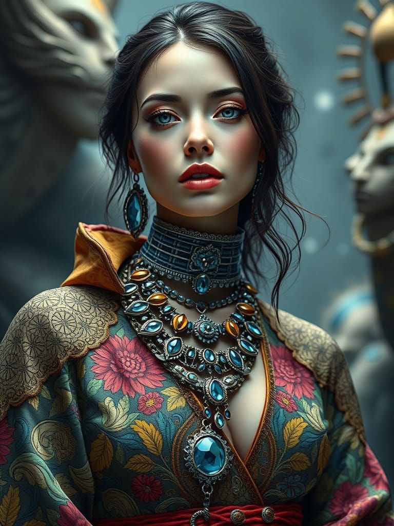 Glamorous Woman in Futuristic Adornments