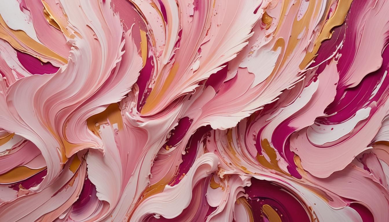 Abstract Expressionism in Swirling Pink Shapes