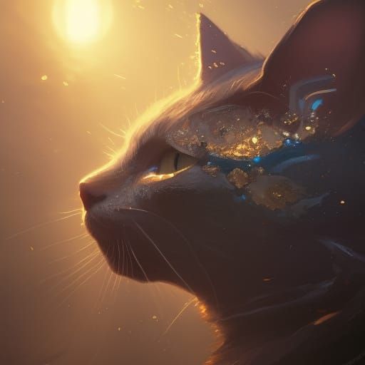 Crowned Cat in Sunlight: A Dark Fantasy Masterpiece