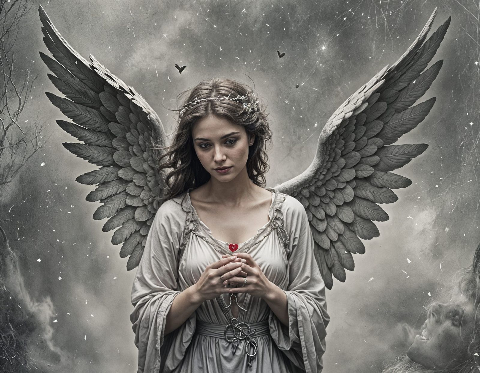 Fallen Angel with Sparkling Details Digital Rendering