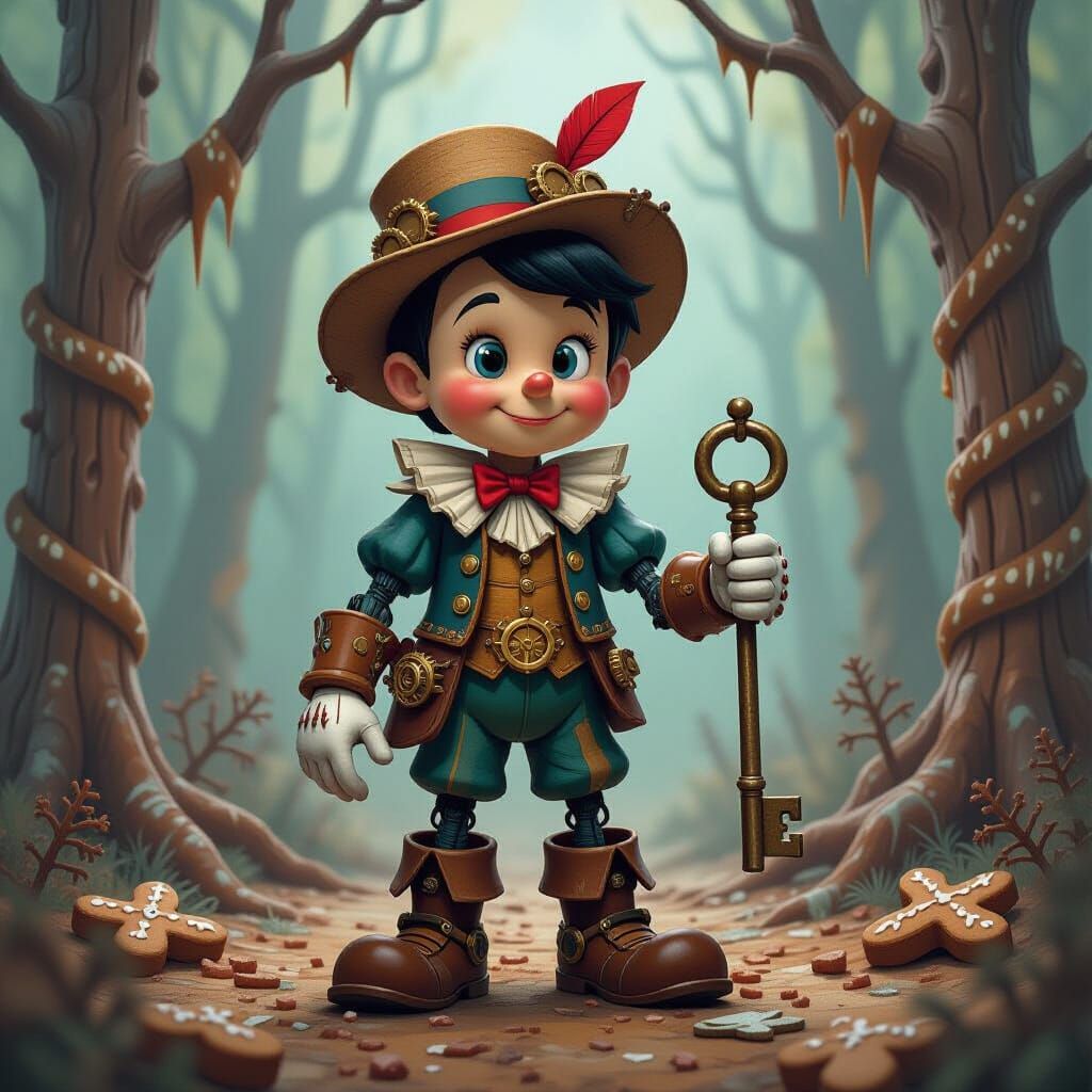 Steampunk Pinocchio in Candy Cane Forest