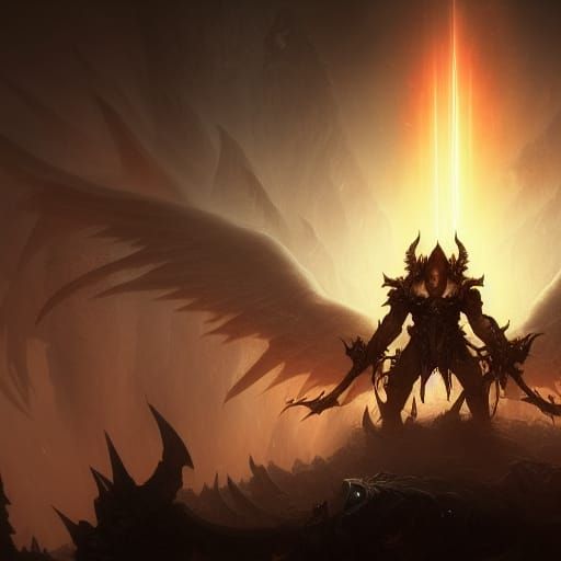 Epic Angel vs. Demon Battle in Dark Fantasy Style