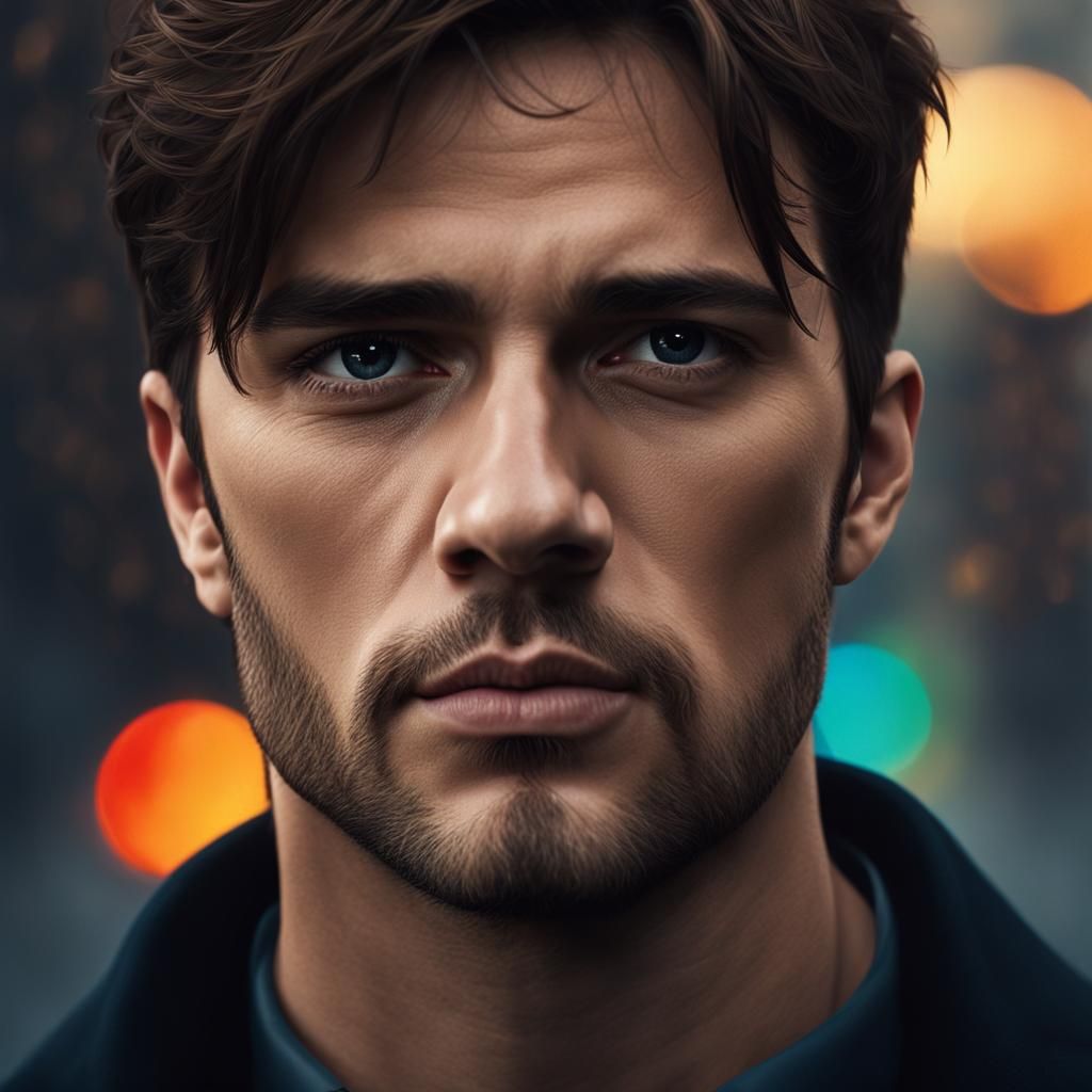 Man's Sadness on Overcast Day in Dramatic Lighting