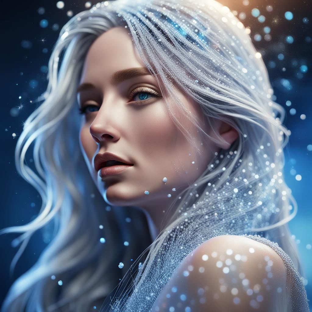 Diamond Woman with Blue and White Sparkles
