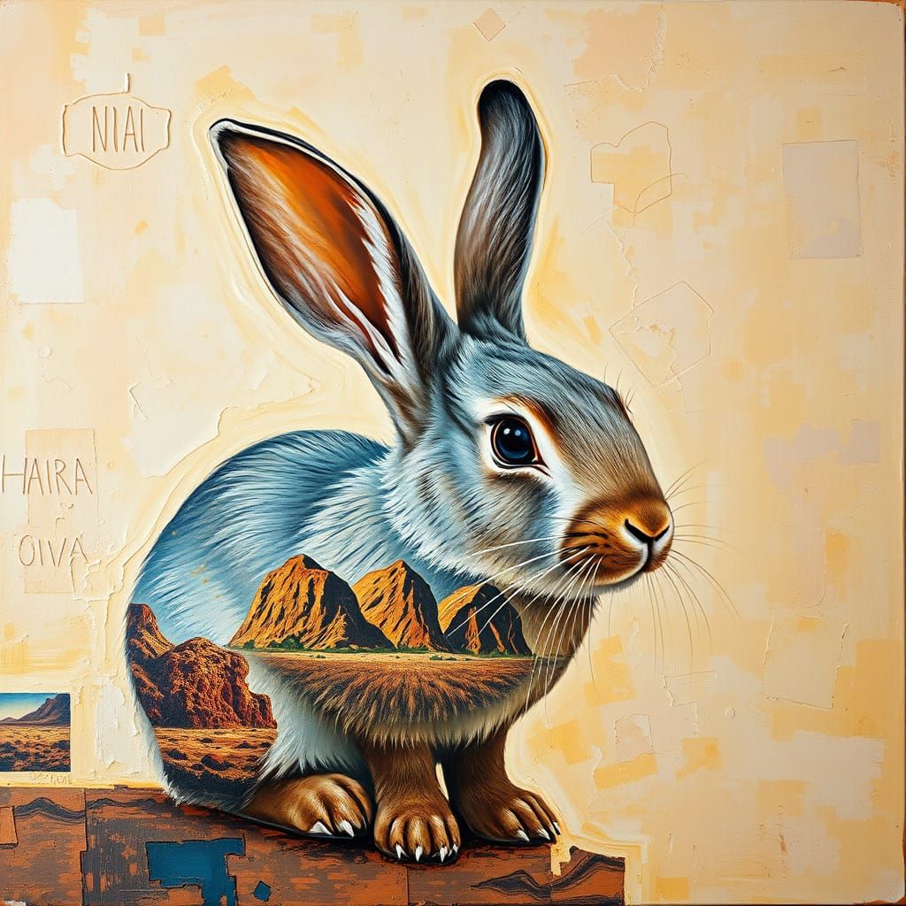 Double exposure of a rabbit