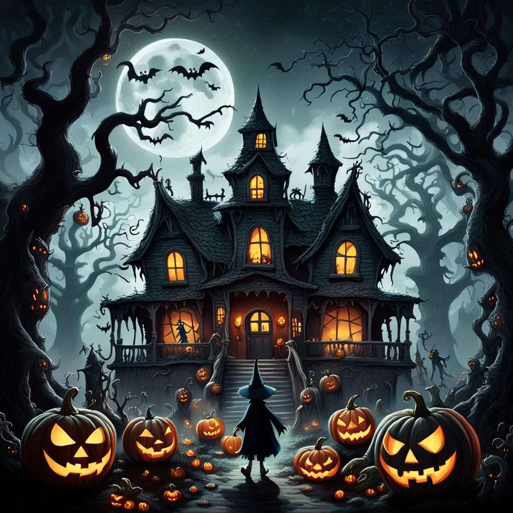 Mystical Halloween Monsters in Dark Surrealism Style