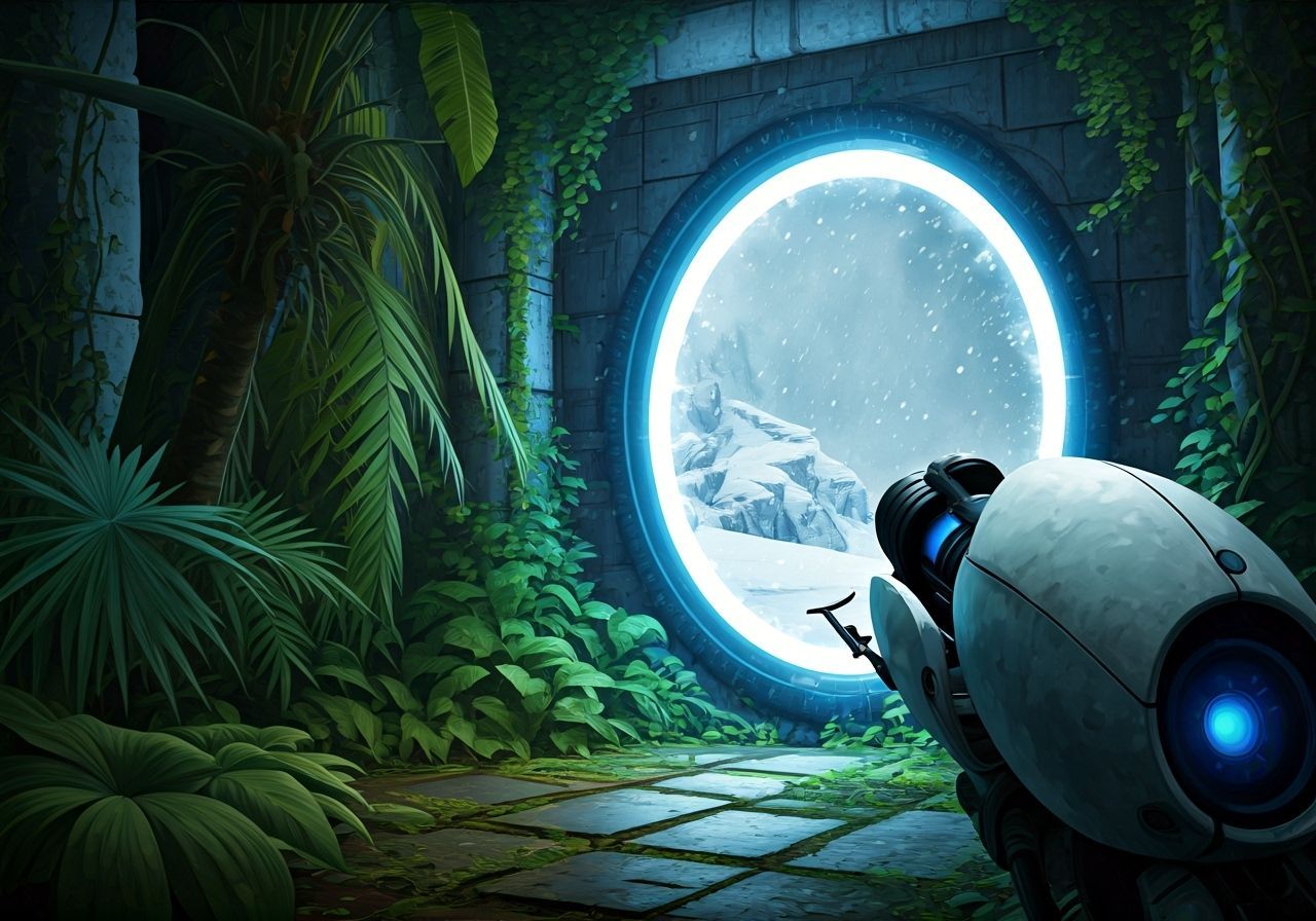 Gustave Dore Style Portal Connects Worlds