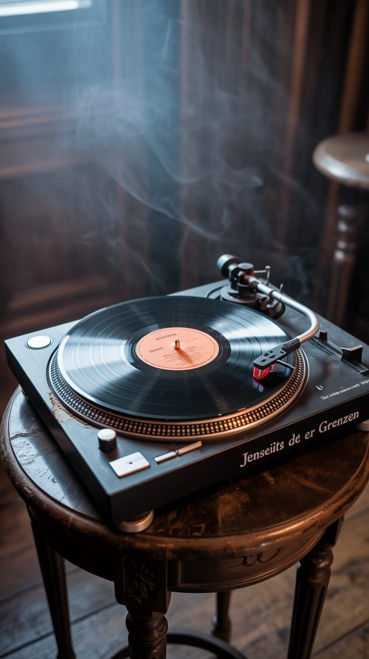 Antique Turntable Plays Looping Vinyl Record