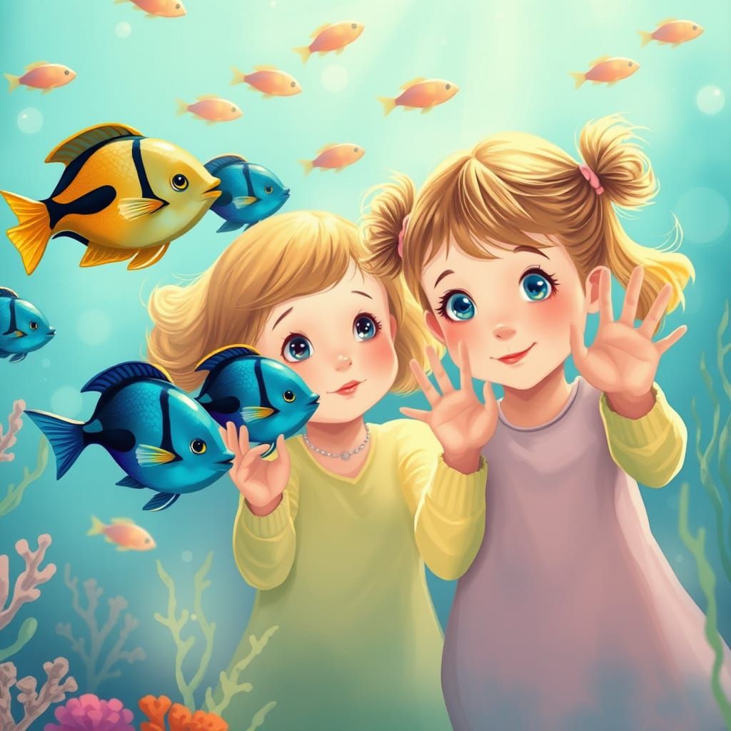 Whimsical Aquarium Scene with Curious Children