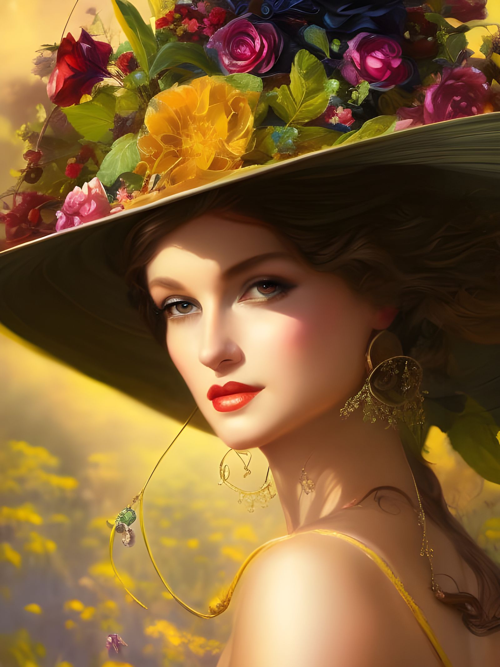 Fairy Queen Portrait in Floral Fantasycore Style