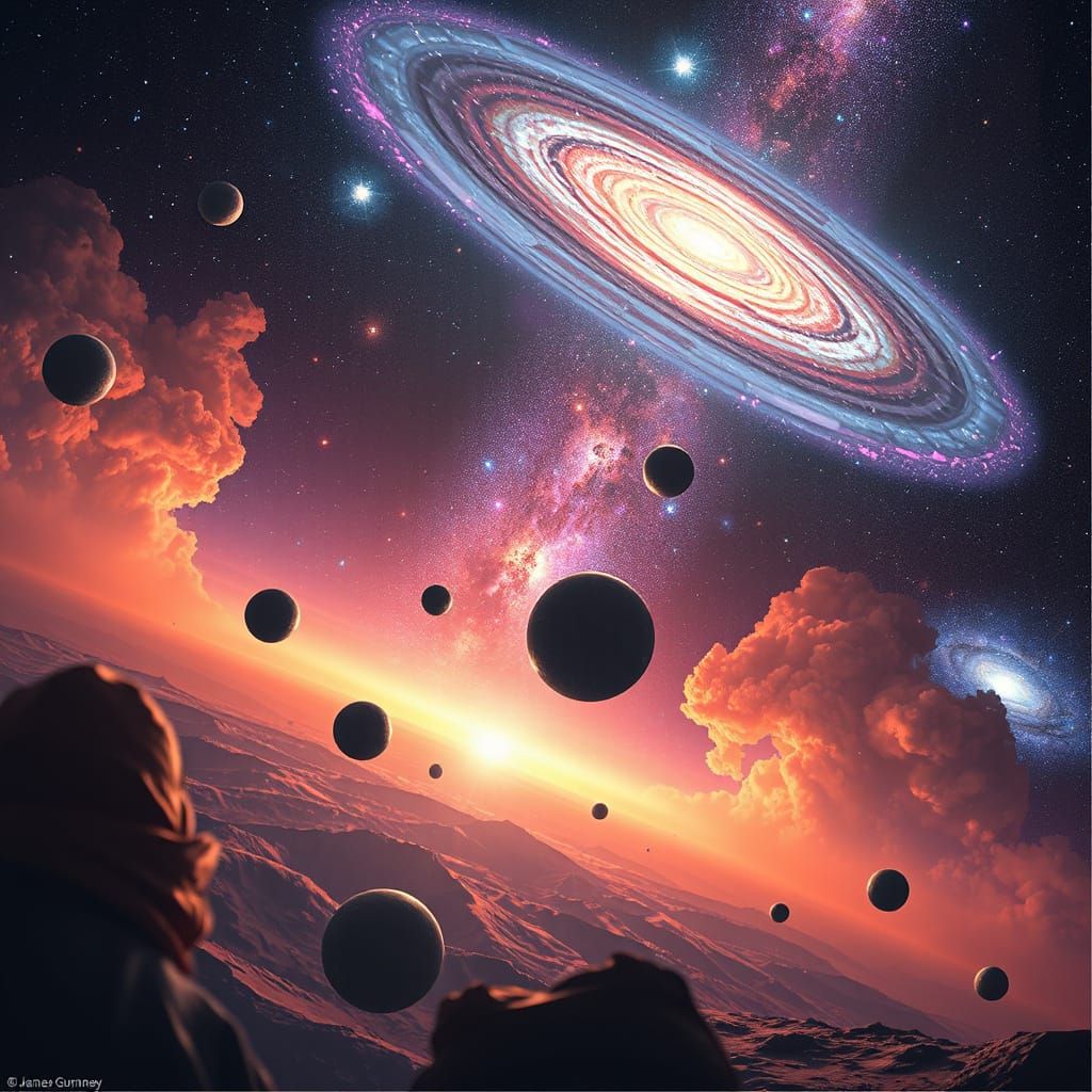 Vibrant Galaxies in a Futuristic Celestial Expanse