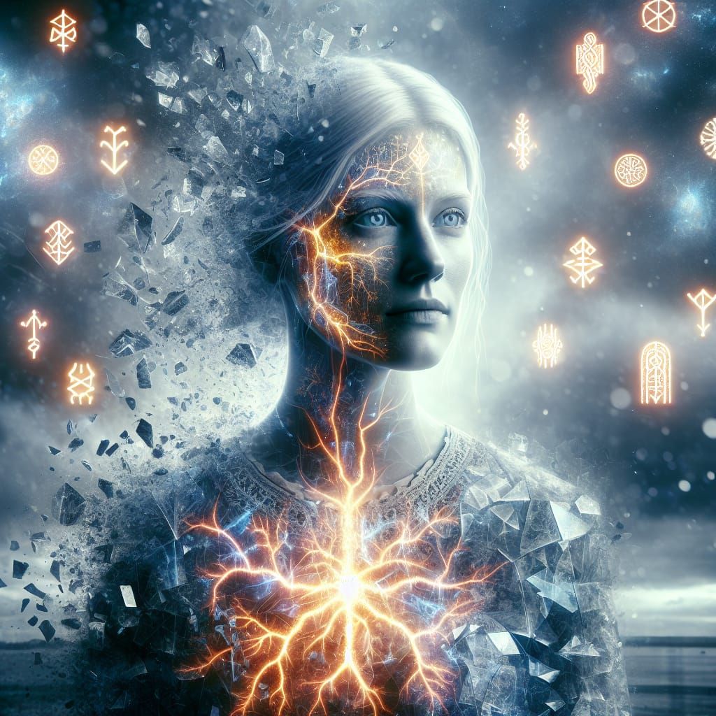 Glowing Nerves: A Shattered Portrait in Romanticism Style