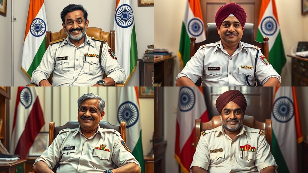 Man in Customs Uniform with Indian Flags