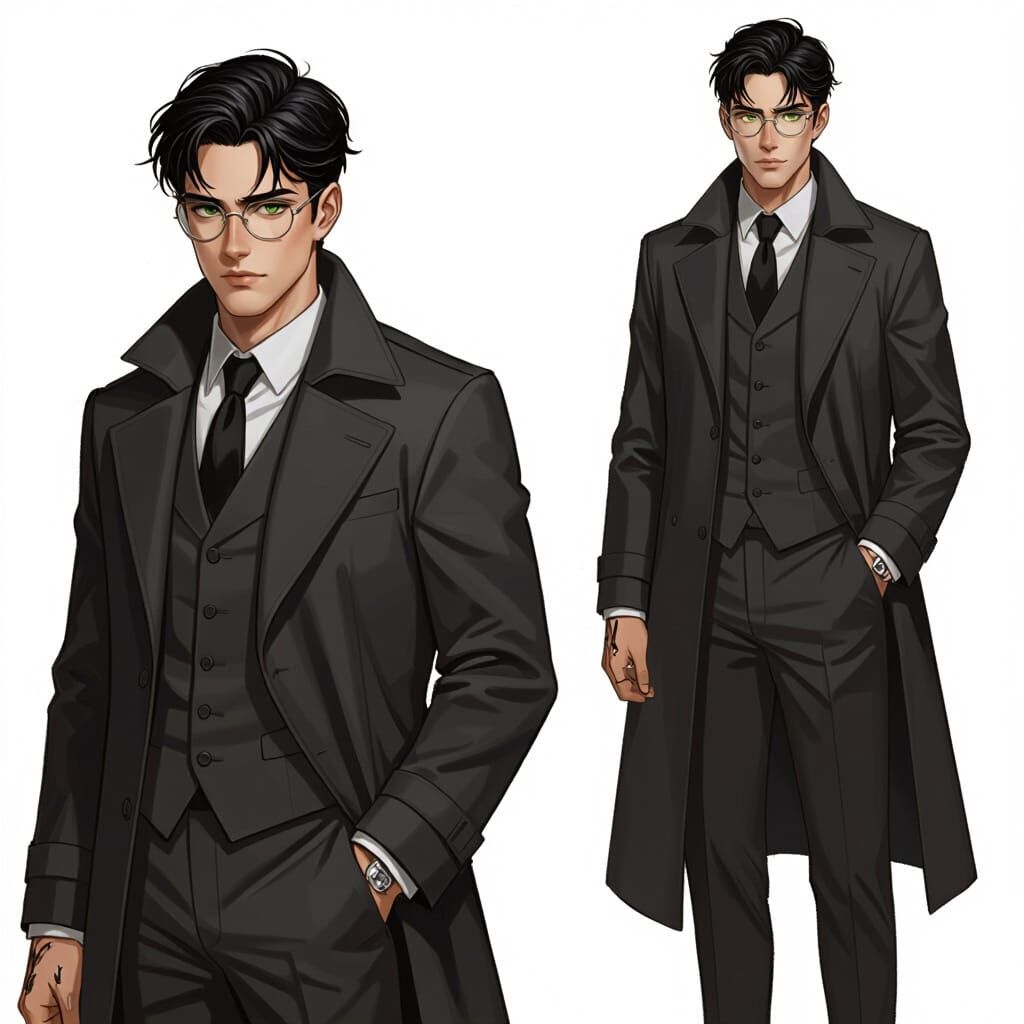 Stoic Man in Suit with Ash Thorp Style