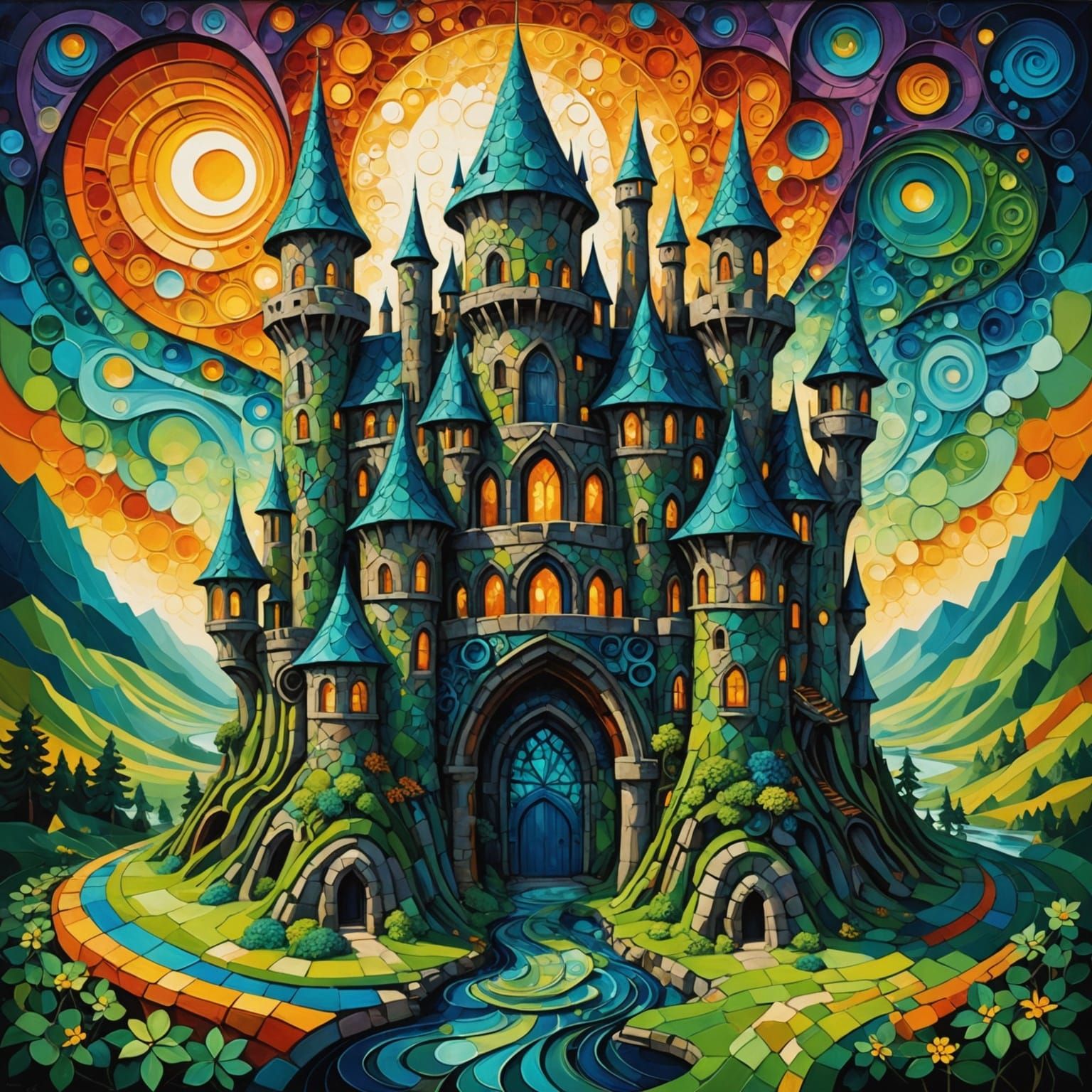 Futuristic Celtic Fort in Irish Lace Style