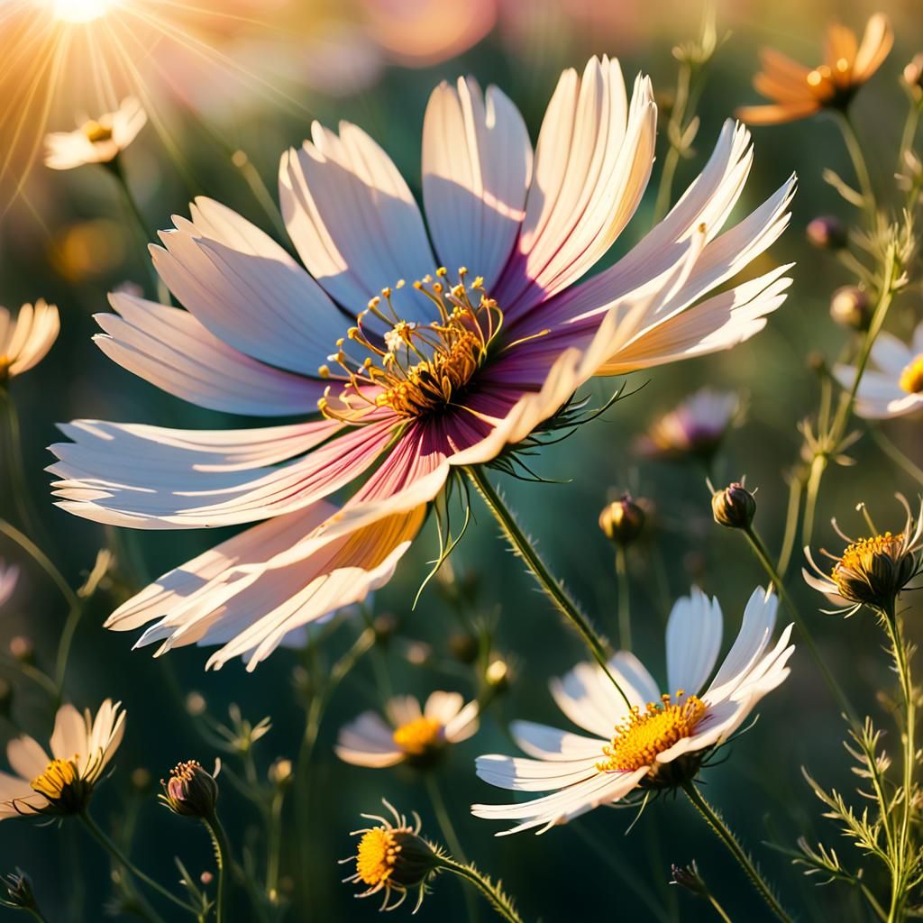 Cosmos Flower in Dreamlike Digital Painting