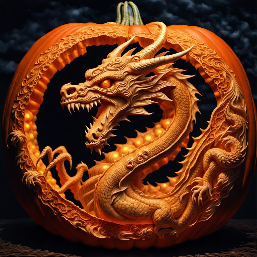 pumpkin carving - dragon