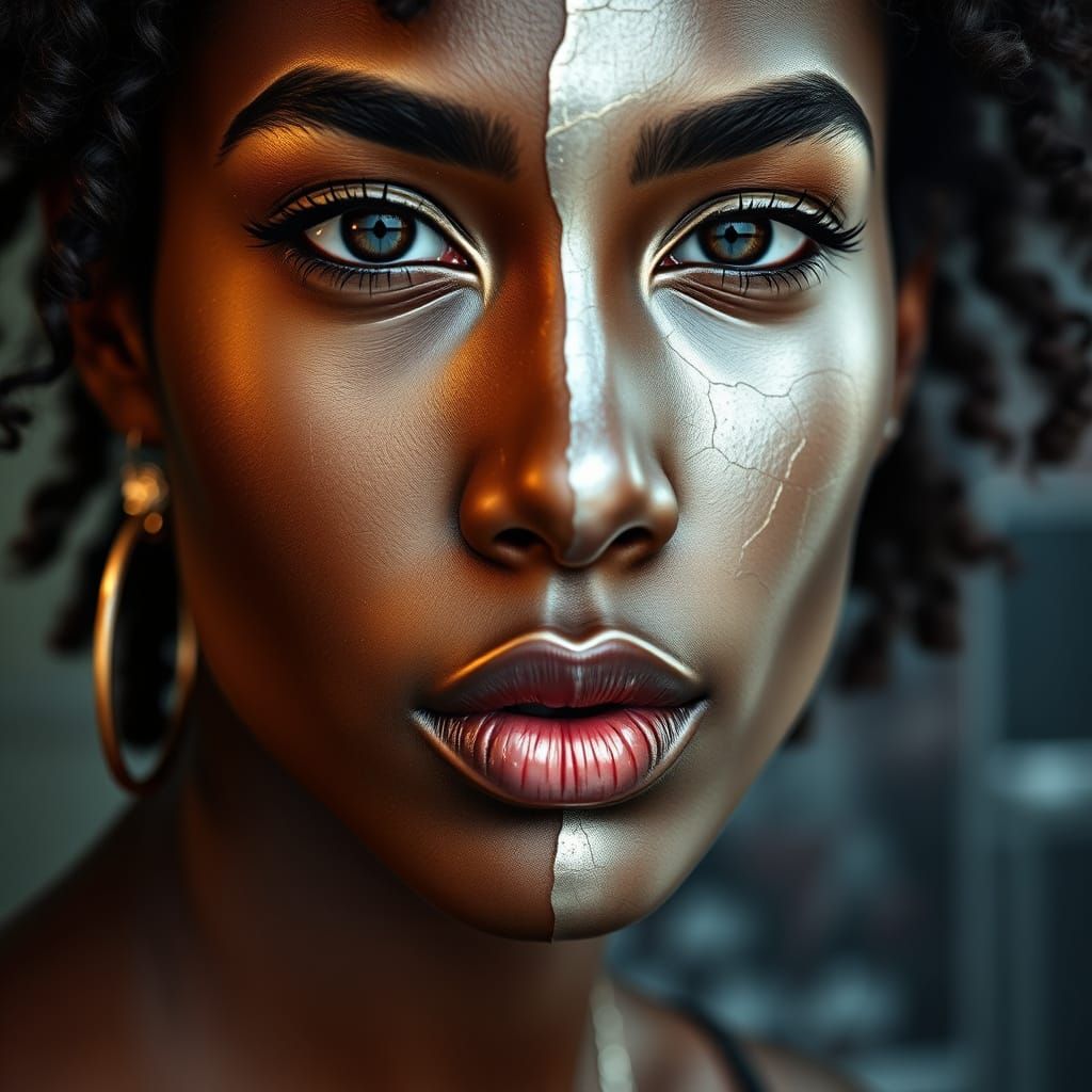 Bipolar Goddess in Metallic and Warm Hues