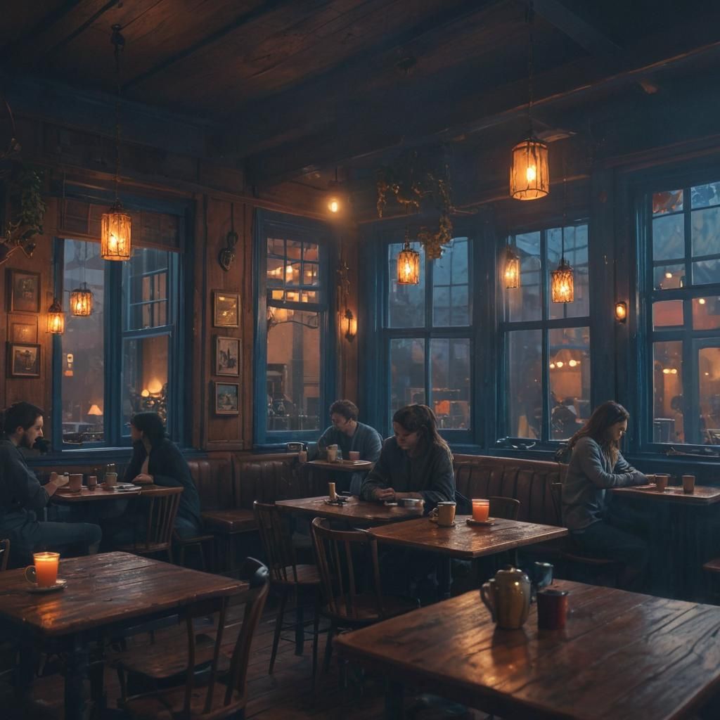 Mystical Lo-Fi Cafe at Midnight in Unreal Engine