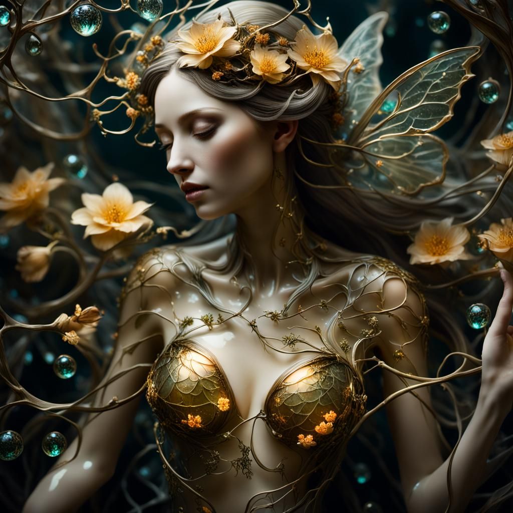 Glass Fairy Reveals Miniature World: Surreal Close-Up