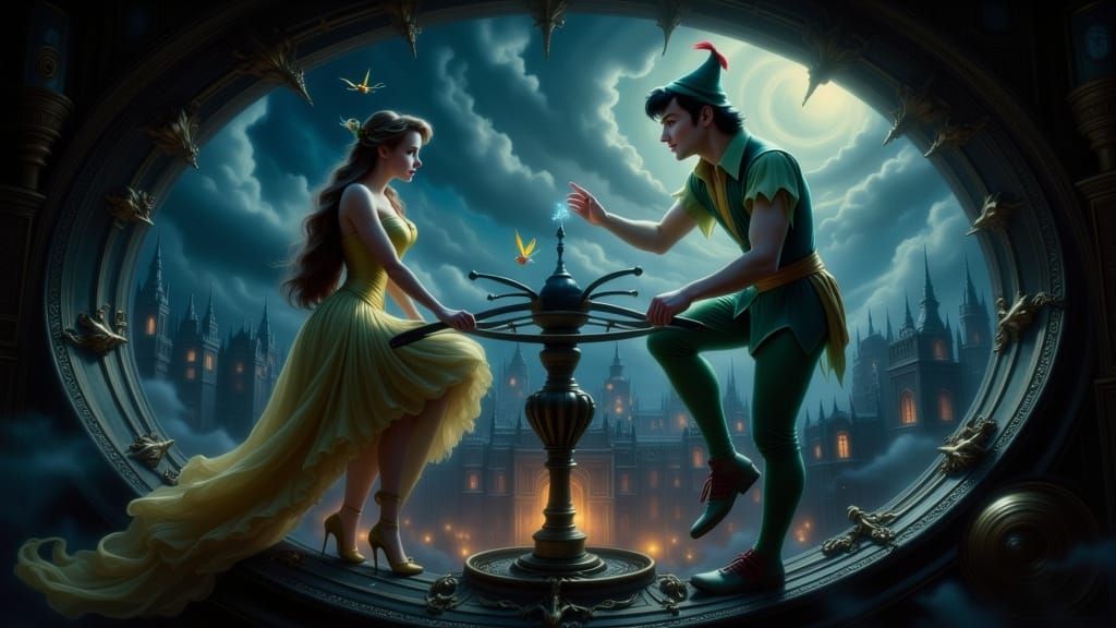 Peter Pan & Tinkerbell Inside Big Ben at Night
