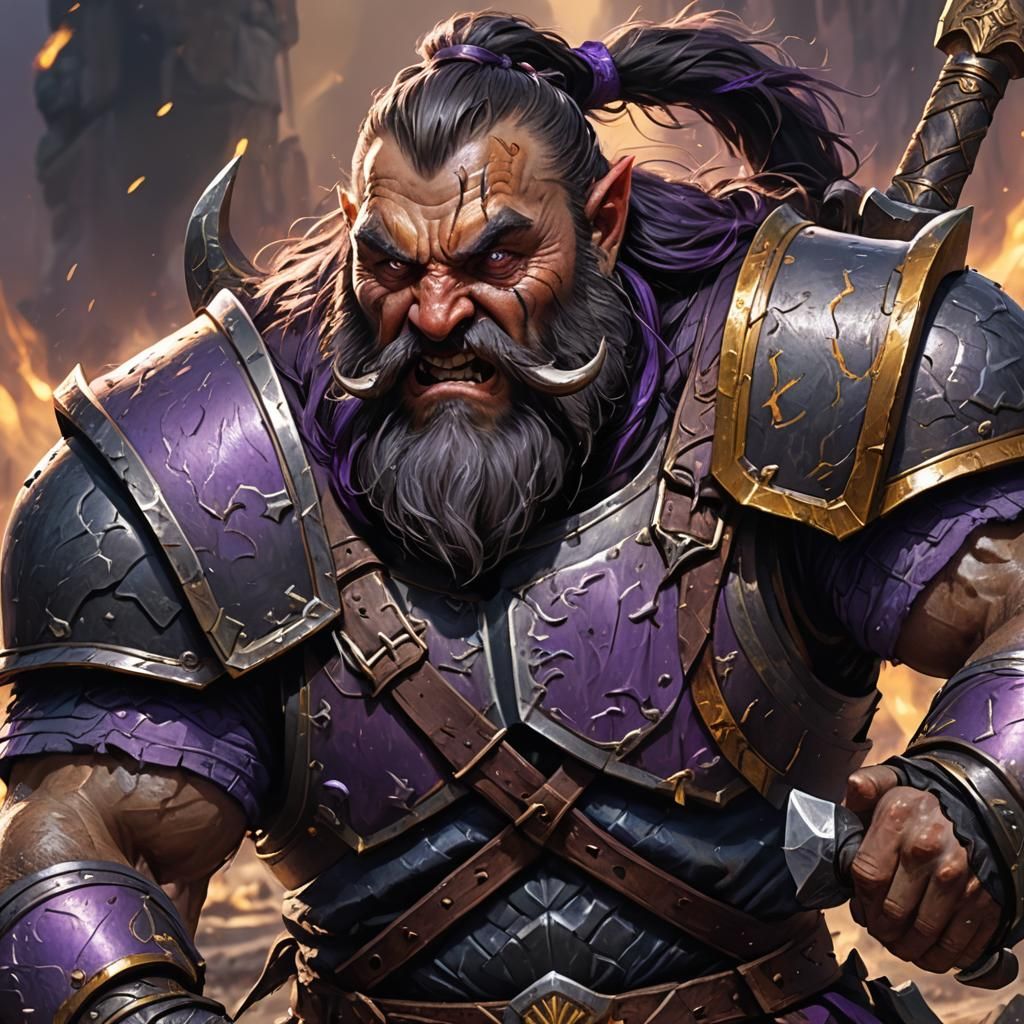 Dwarf Warrior Charges Into Battle: Dark Fantasy Art