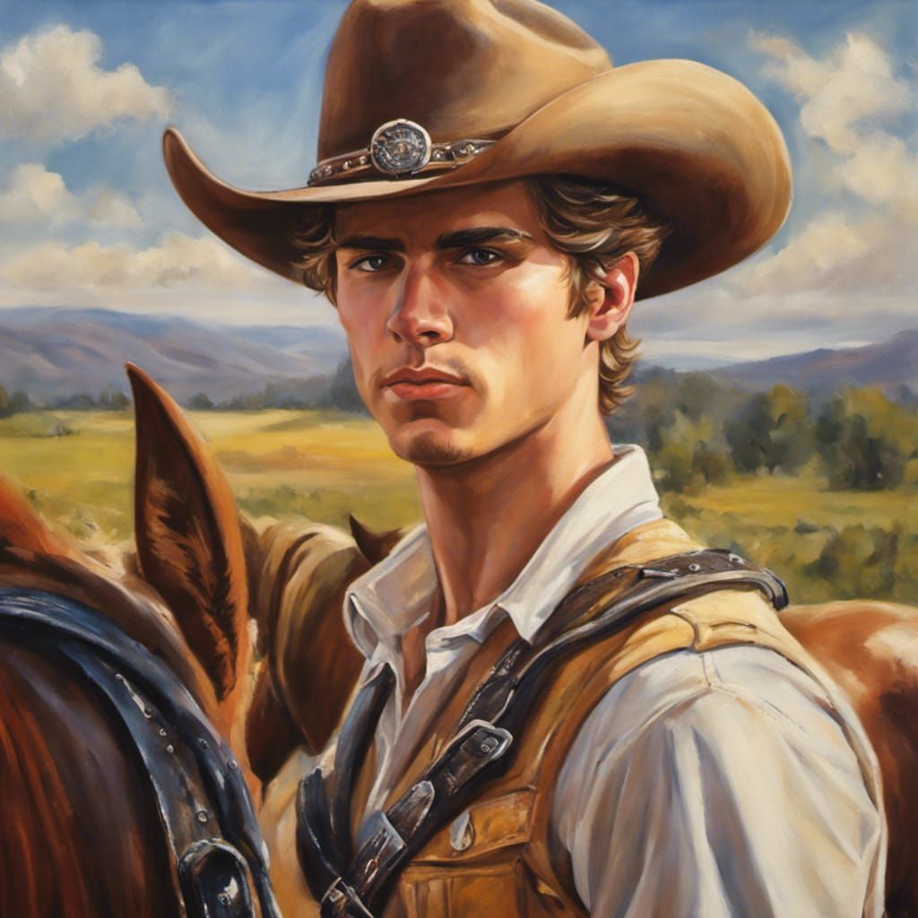 Cowboy Chav Ranch Portrait: Realistic Outdoor Scene