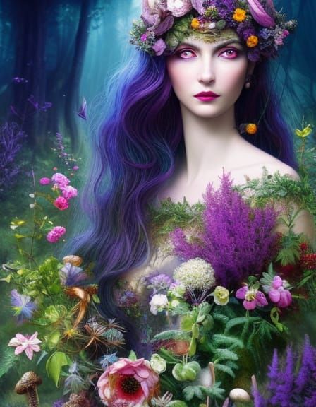 Enchanting Herbal Witch in Forest Concept Art