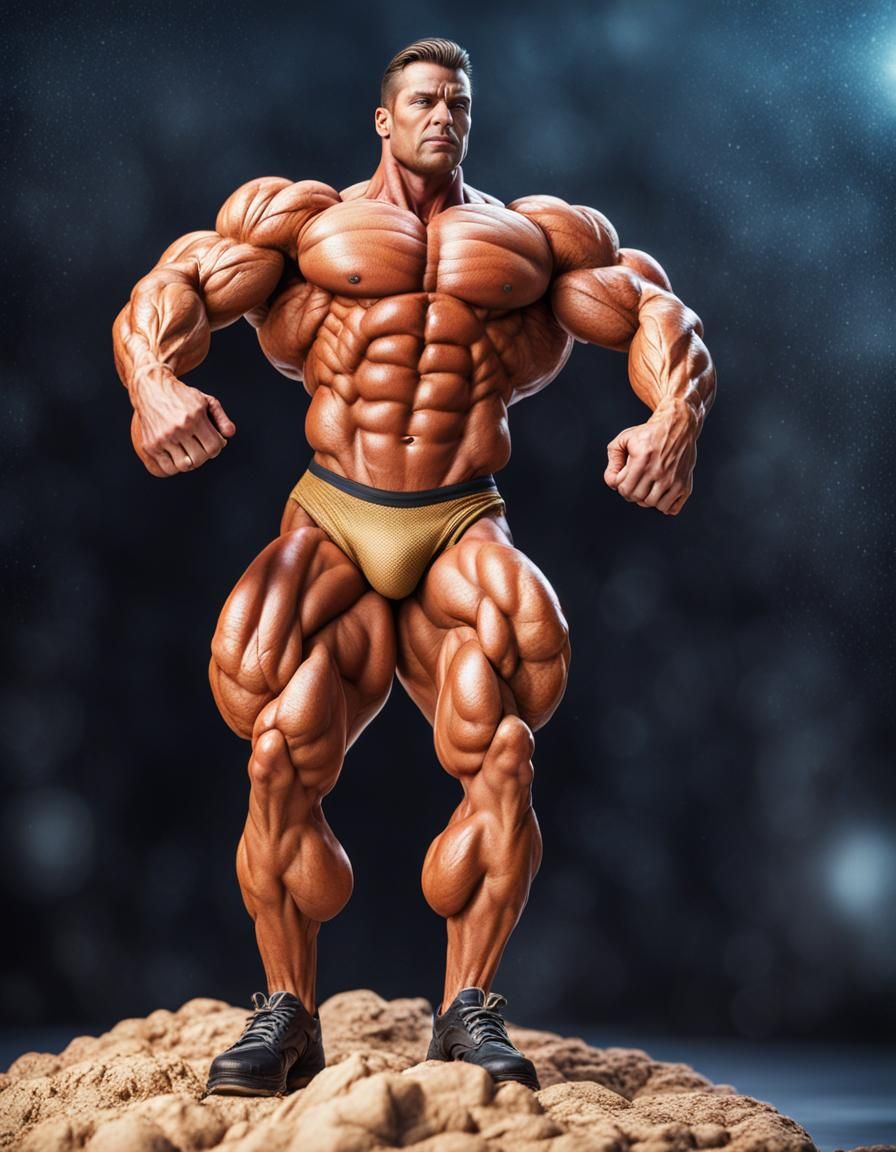 Massive Muscle Bodybuilder Flexing in Analog Style