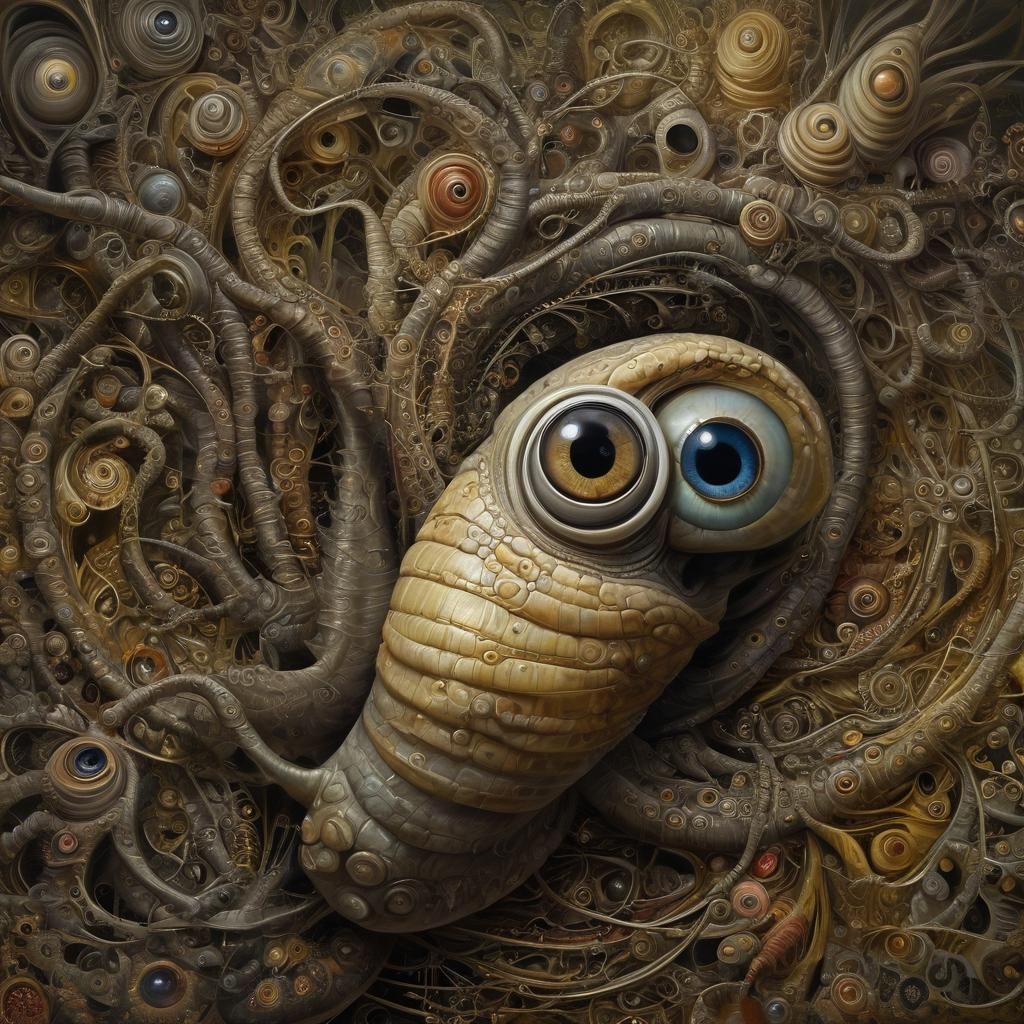 Surreal Humanoid Snail in Uncanny Painting Style