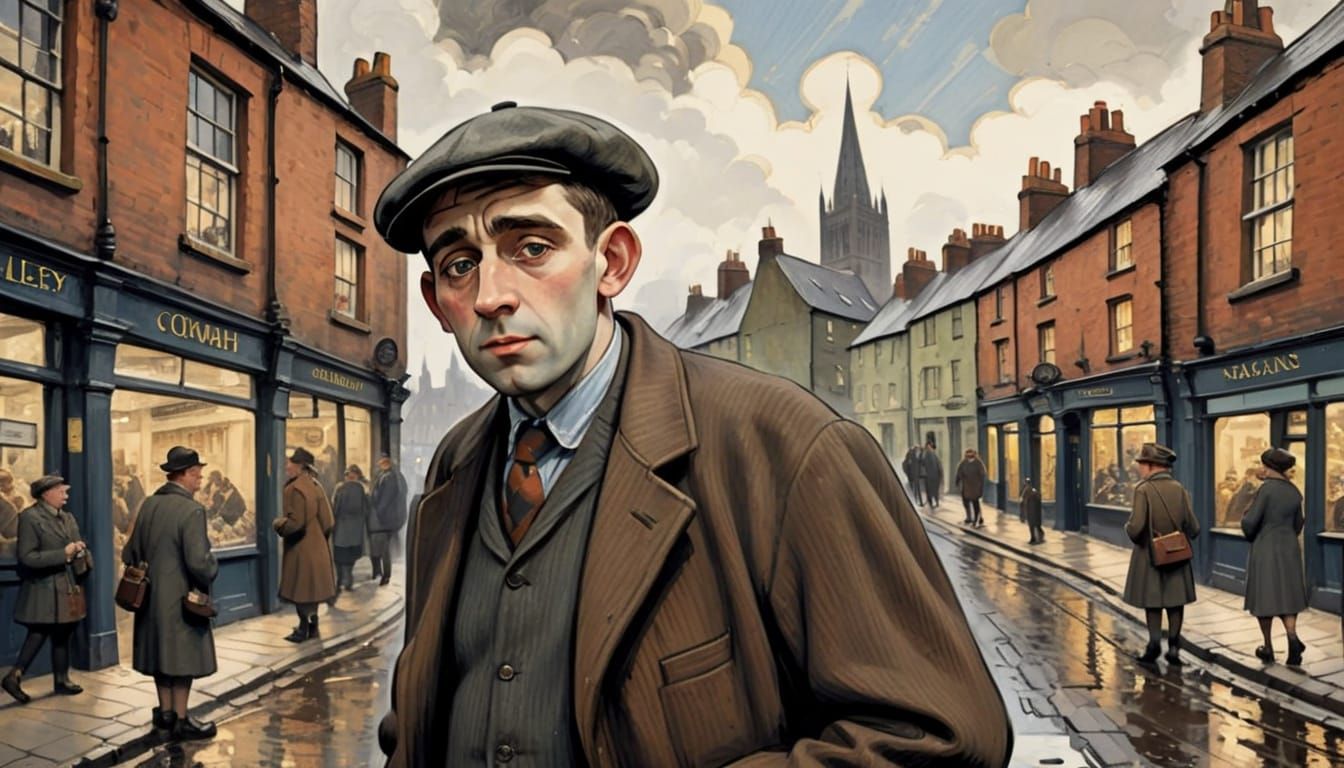 Cityscape Character Portrait in Social Realism Style