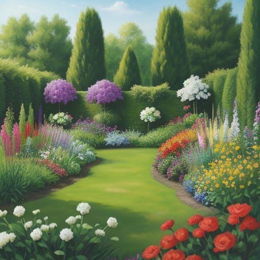 garden picture made from multiple layers of coloured celloph...