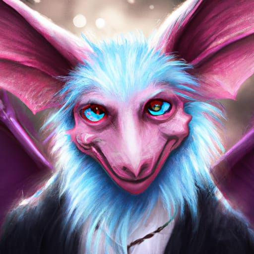 Anthro Bat with Pink Hair: Digital Matte Painting