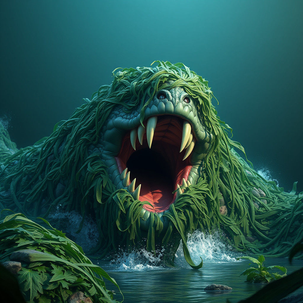 Sea Serpent with Seaweed Matte Painting