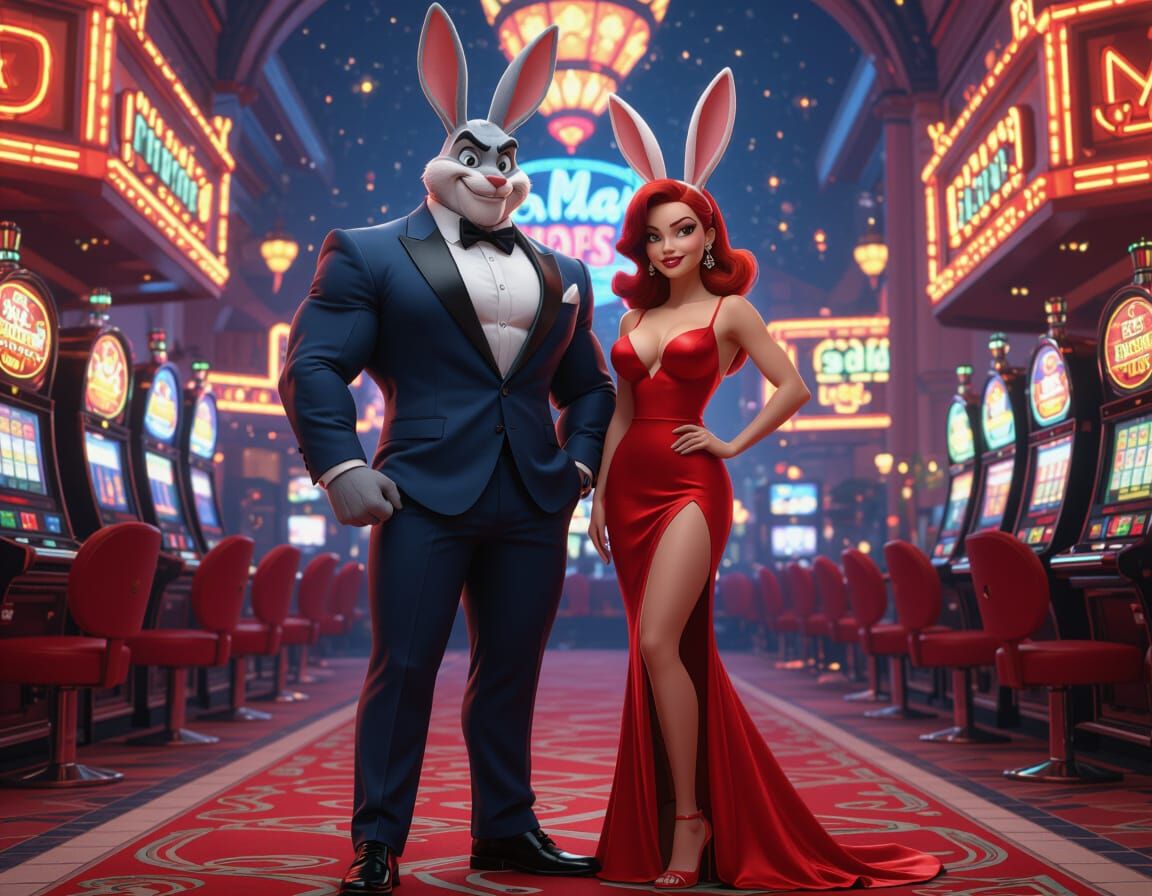 Roger and Jessica Rabbit as Vegas Gamblers