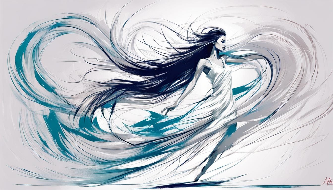 Swirling Flowing Hair in Vector Style