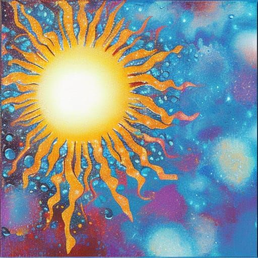 Abstract Sun Stars Refracting in Cracked Ice