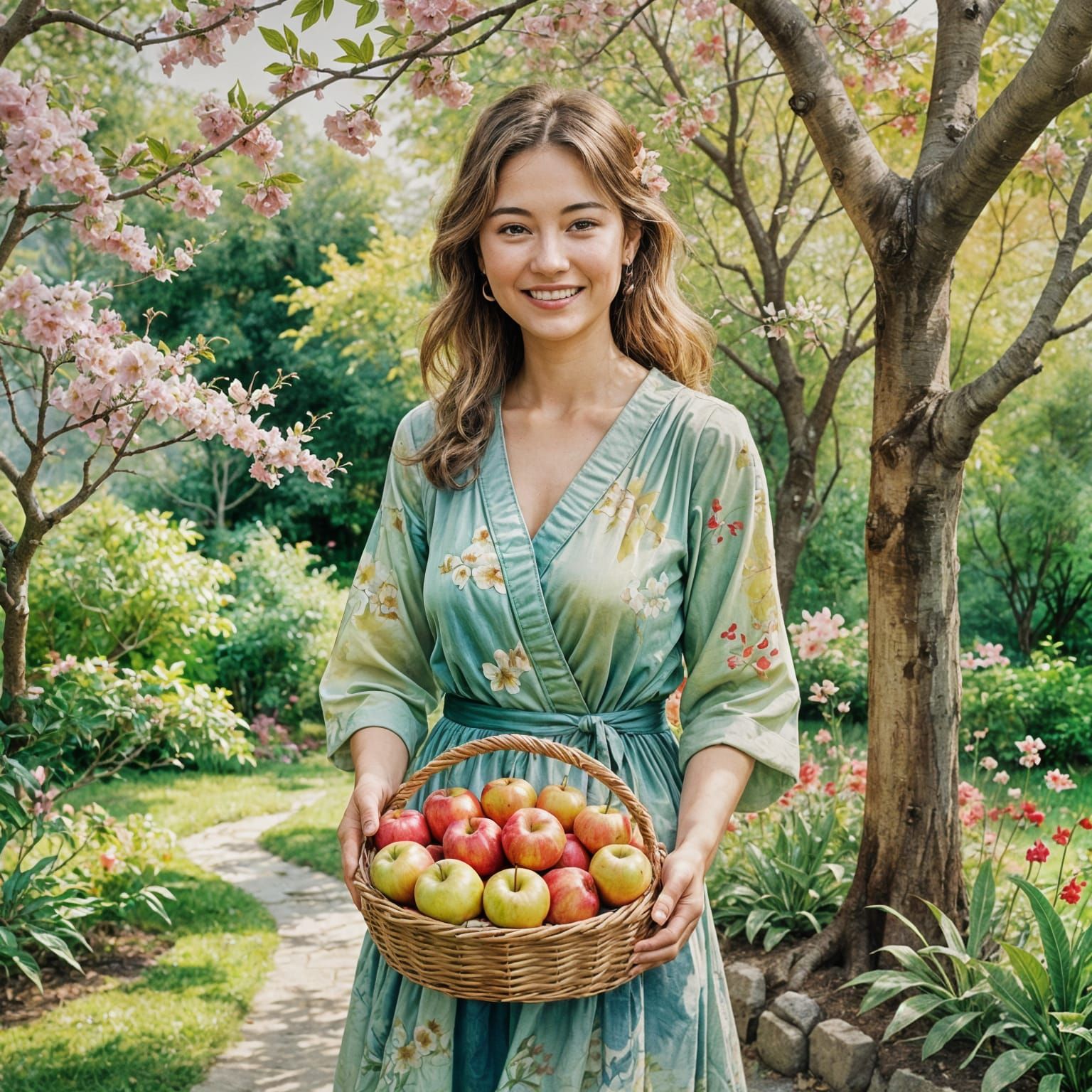 Magical Apples in a Japanese Garden