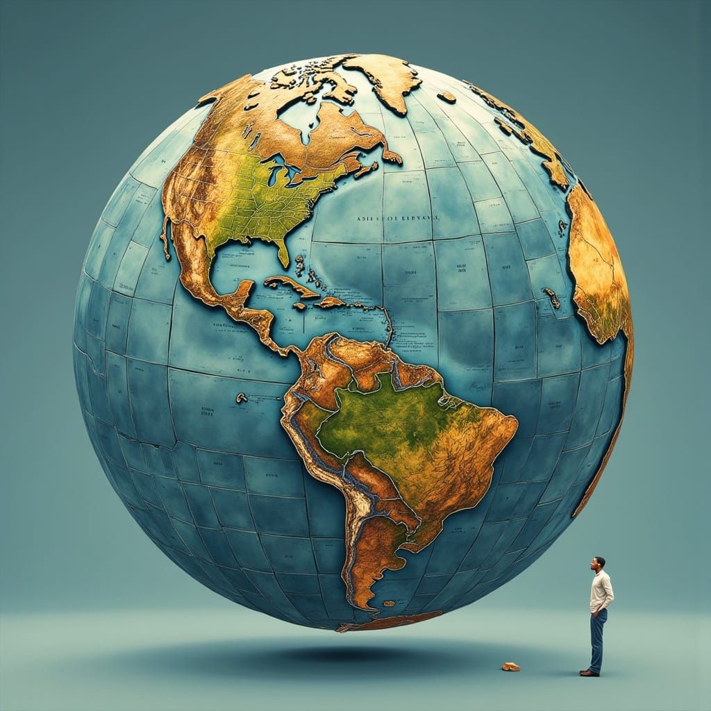 A Futuristic Globe Illuminated by Golden Light in a Cyberpun...