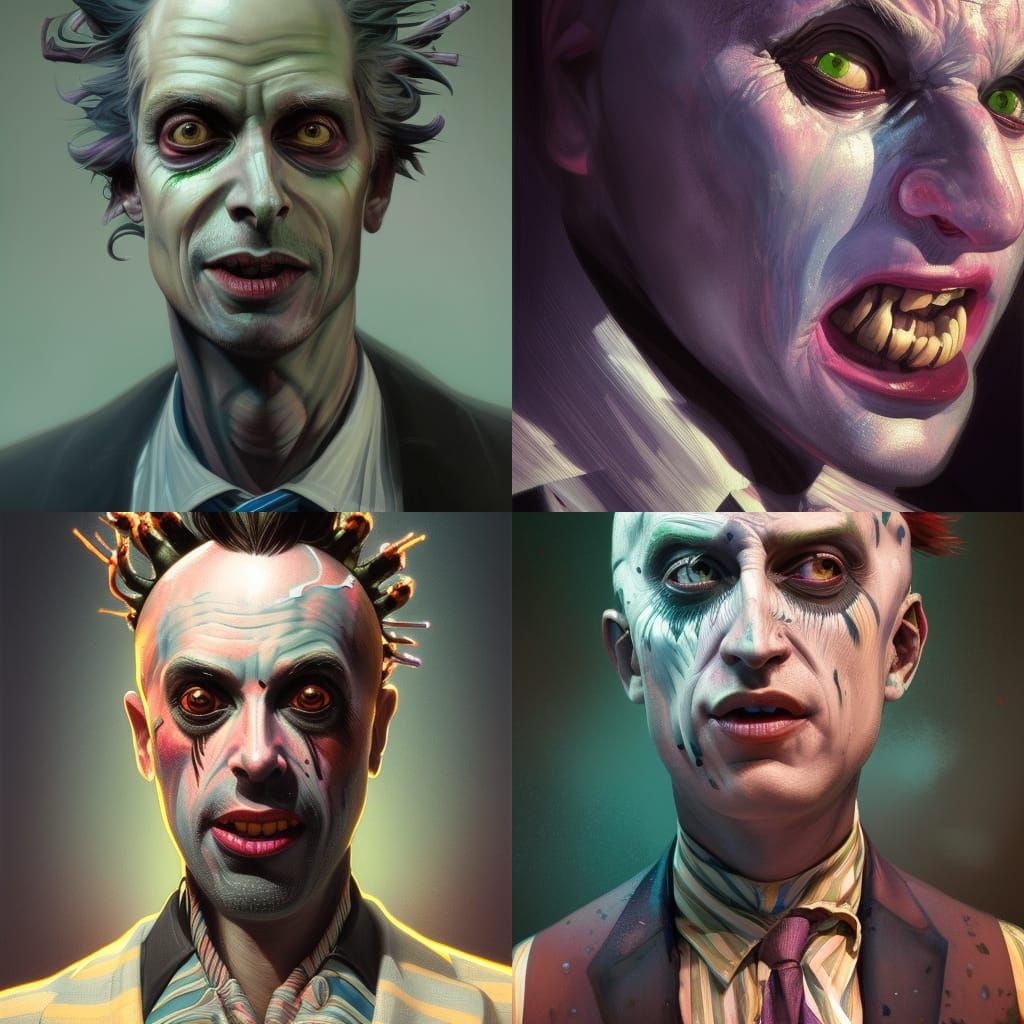 Hyperdetailed Portrait of Beetlejuice in Art Nouveau Style