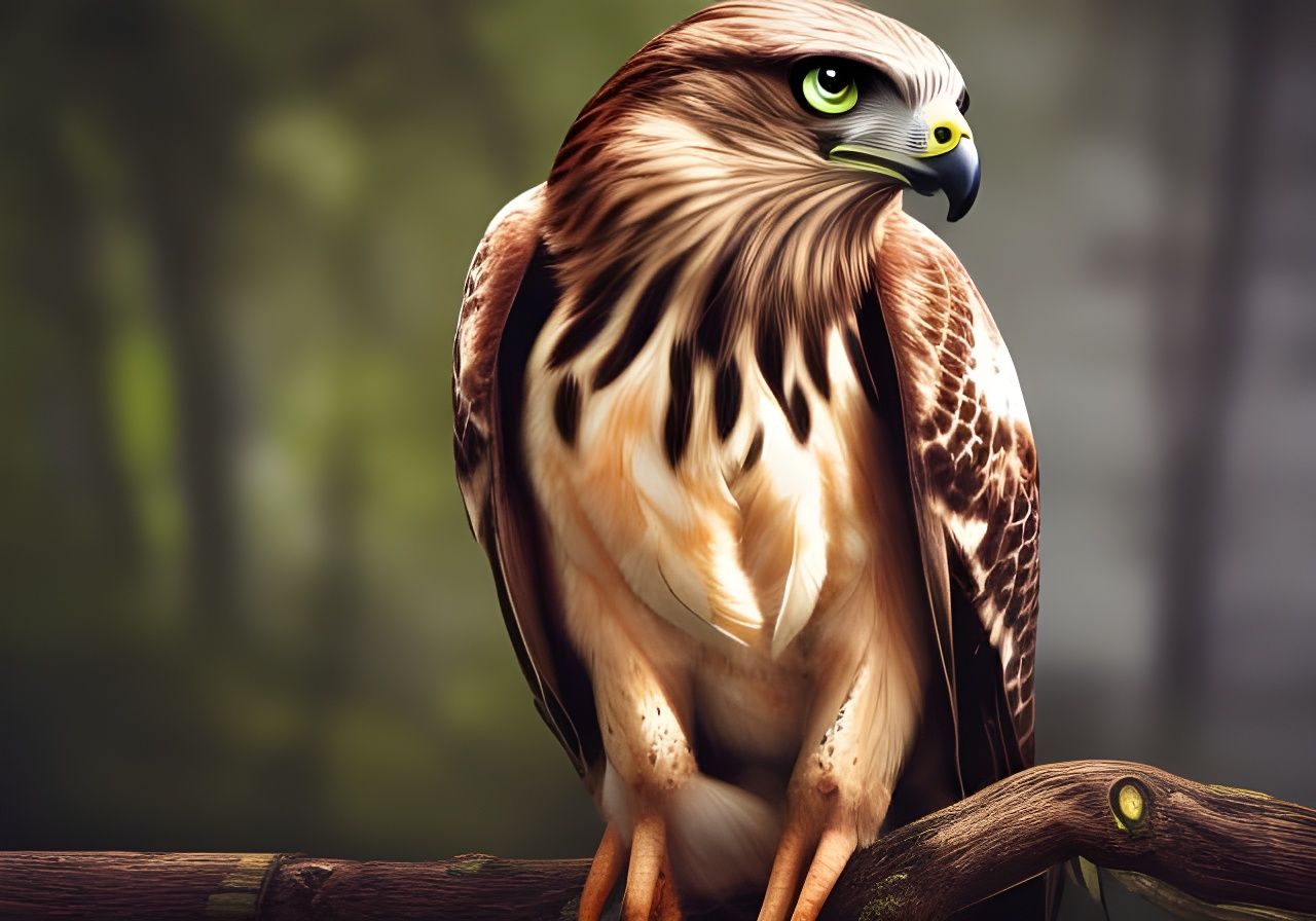 Hyperrealistic Hawk Portrait in Splash Art Style