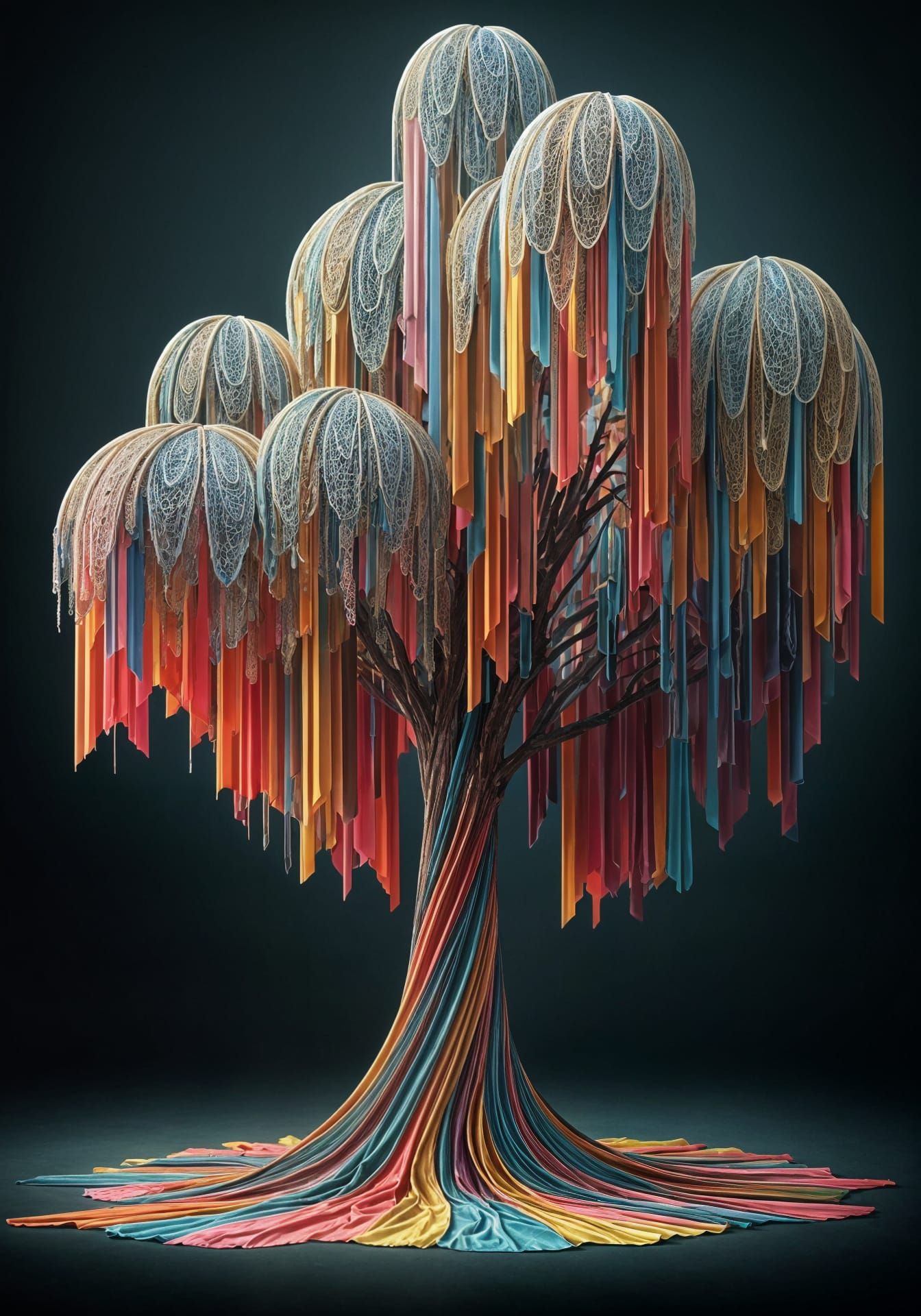 Ethereal Tree in Vibrant Silk Style
