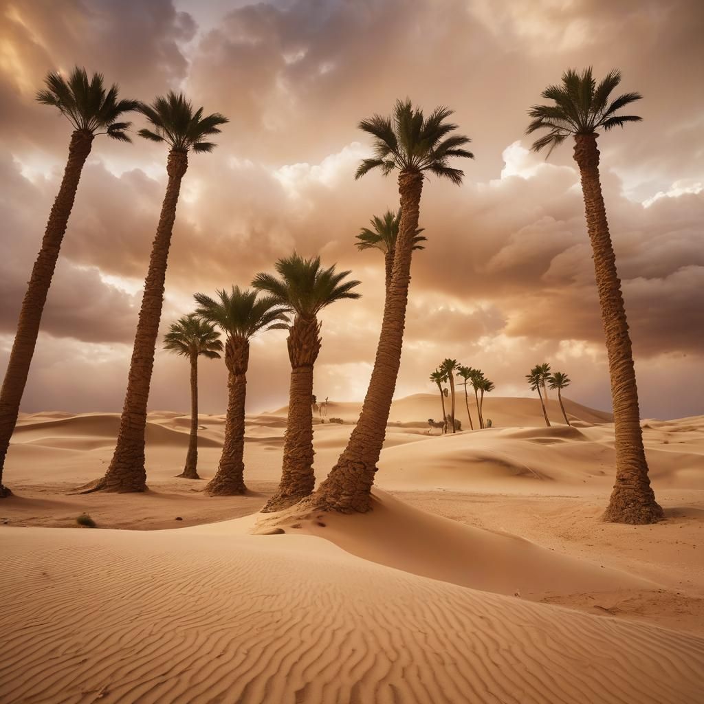 Surreal Sandstorm Sweeping Sahara Desert