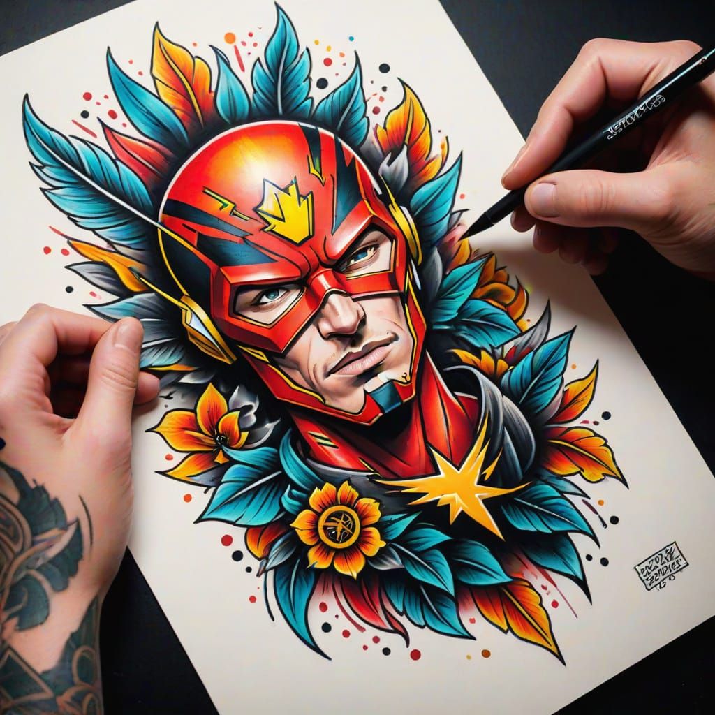 Traditional Tattoo Flash Sheet in Bold Style