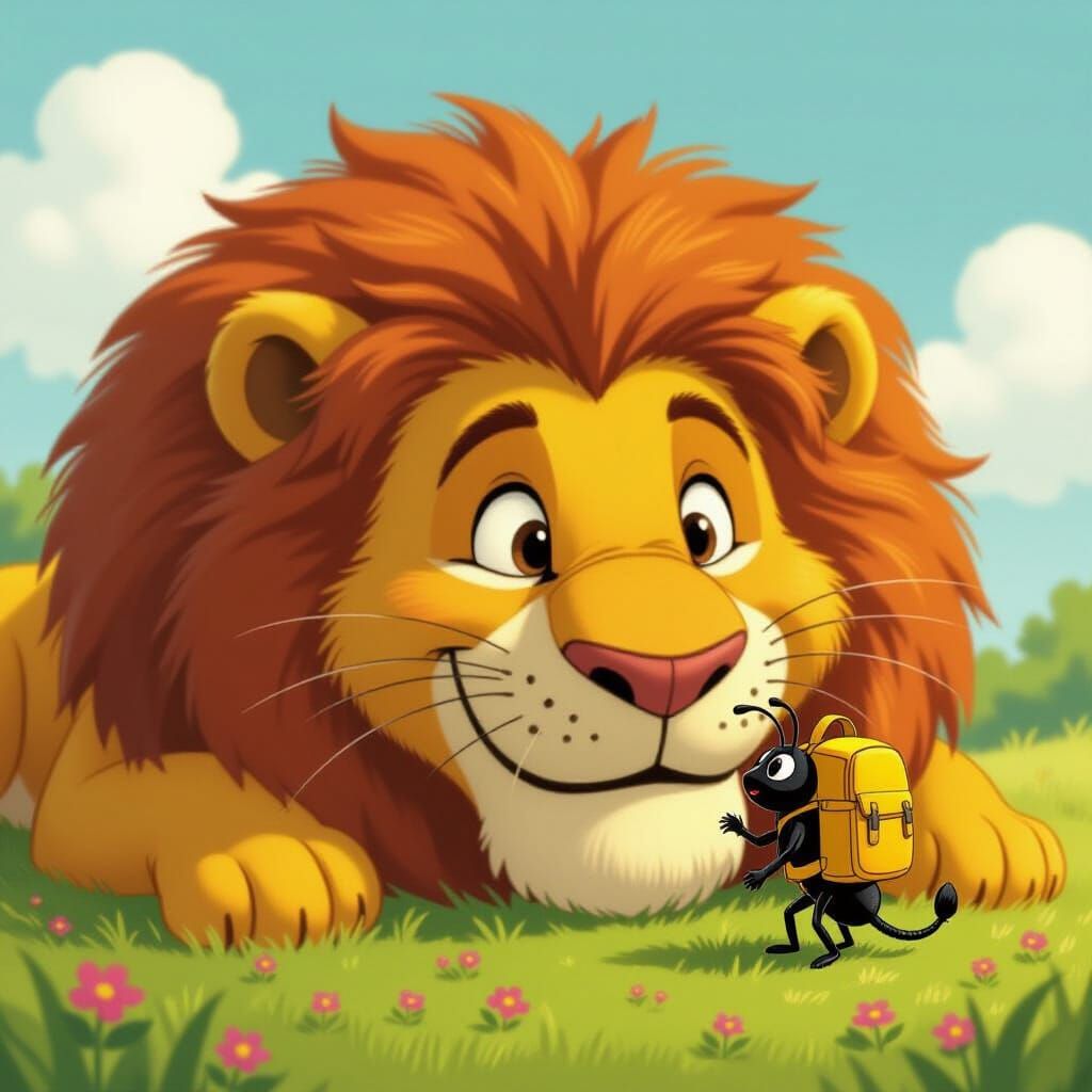 Tiny Ant on Lion's Nose: Extreme Size Contrast