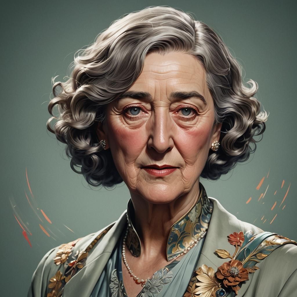 Agatha Christie Portrait in Art Nouveau Style