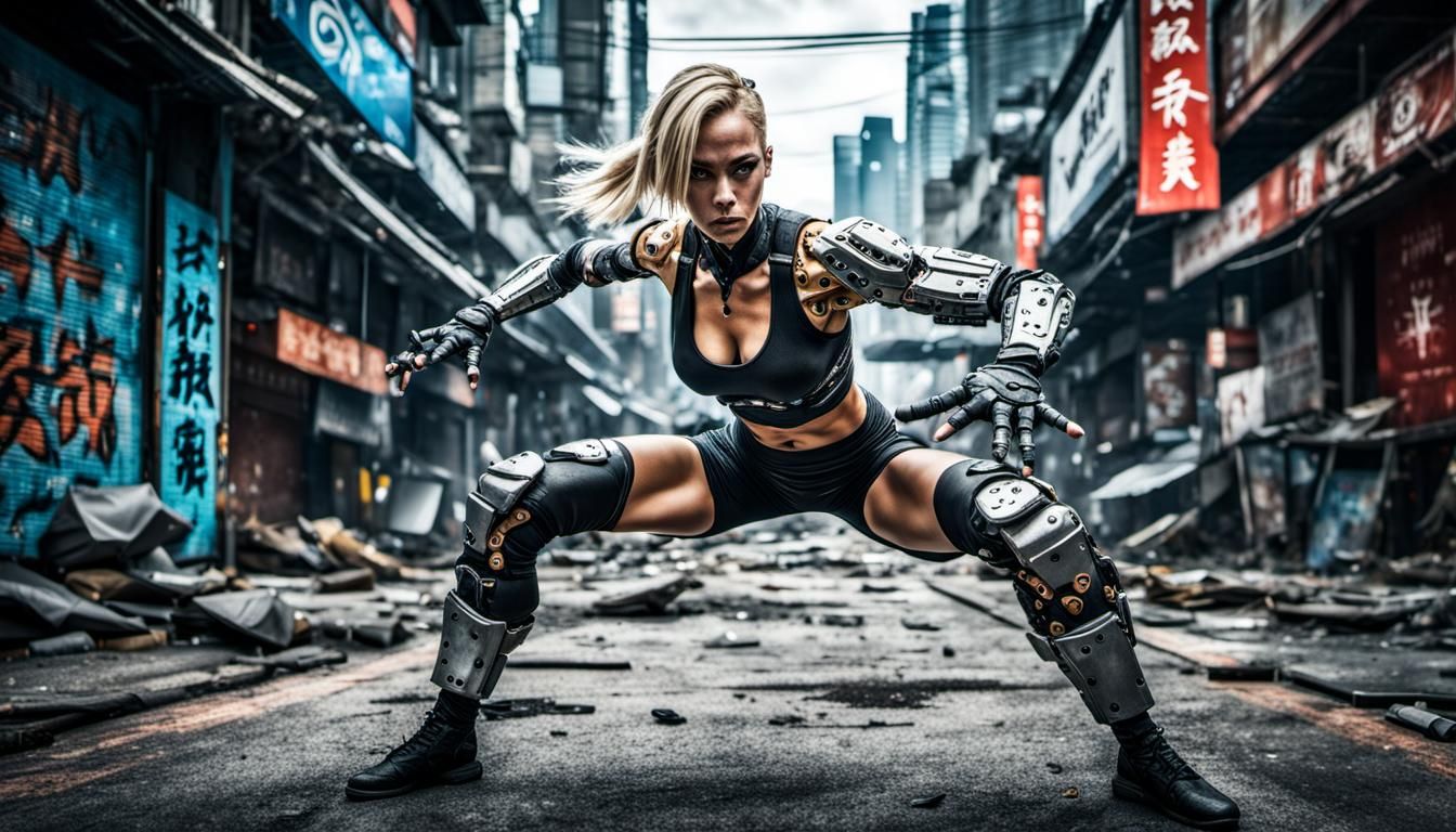 Sensual Cyberpunk Cyborg Wushu Master