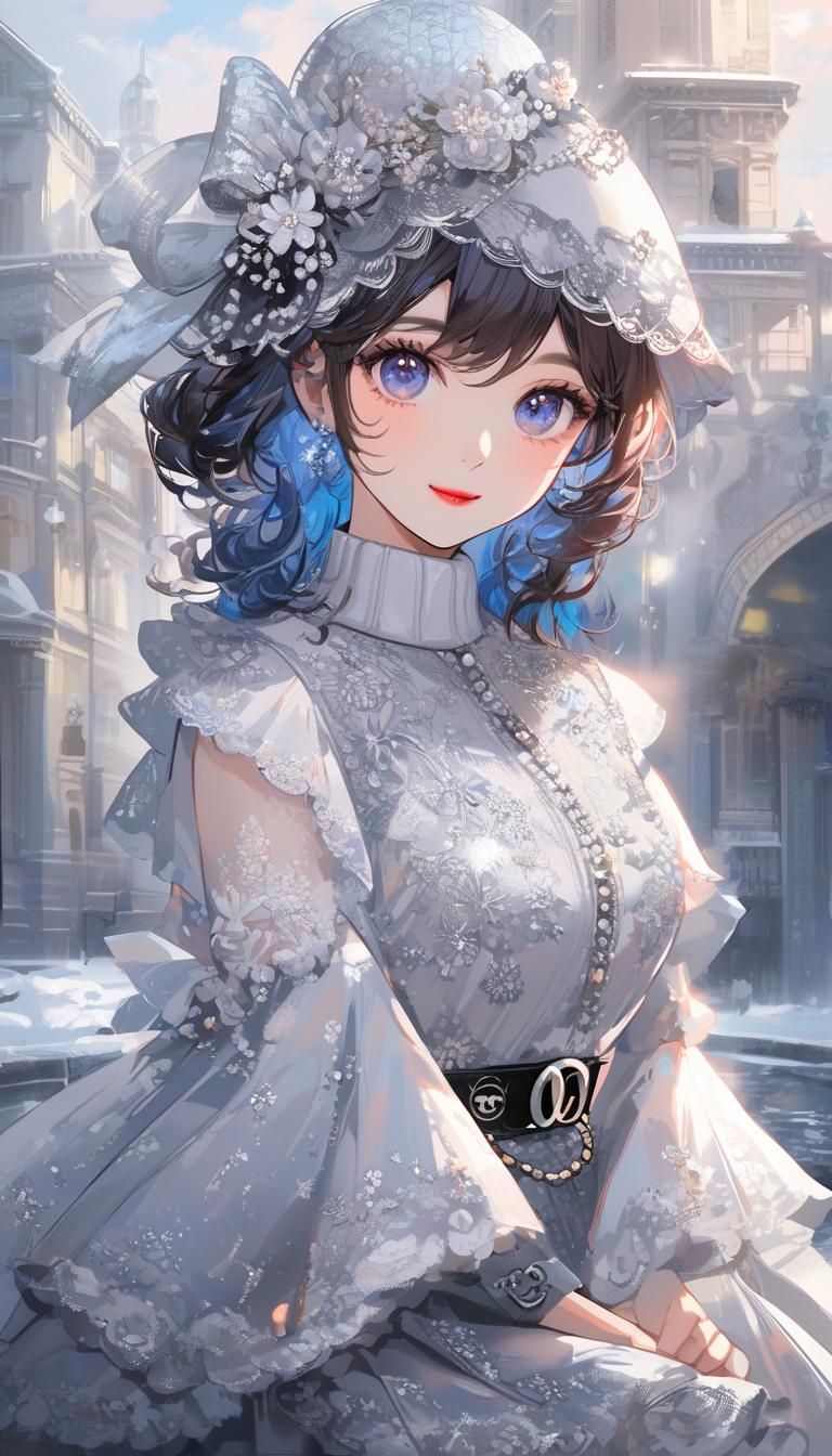 Elegant Brunette in Painterly Style