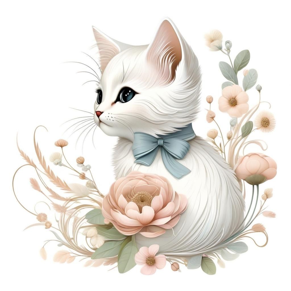 Chibi Kitten Illustration in Beatrix Potter Style