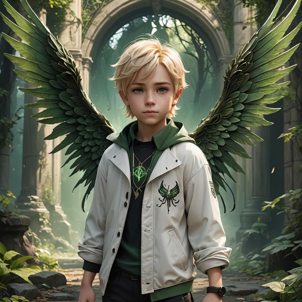 Boy with Blond Hair and Fairy Wings, Fantasy Art